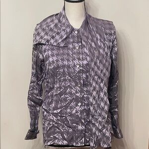 Vintage 100% Silk Neiman Marcus Designer Collections Purple Button Down Shirt